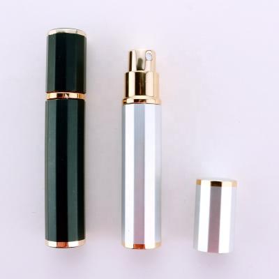 China Personal Care Square Edge Shape Black 8ml Pink Aluminum Spray Perfume Bottle Atomizer for sale