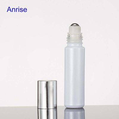 China Personal Care Wholesale 10ml Matte Pearl White Glass Essential Oil Roll On Bottle, 1/3oz Roll On Perfume Bottle for sale