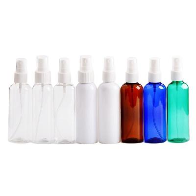 China Skin Care Packaging 100ml Round Shoulder Spray Bottle Personal Makeup Perfume Spray With Plastic Cap PET Bottles Supplier for sale