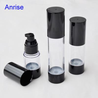 China Personal Care Spray 50ml Good Quality Airless Bottle Empty Refillable Pump Bottle For Cosmetic Packaging PP Material With Black Lids for sale