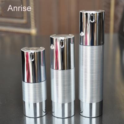 China BEAUTY Luxury Empty Refill PACKAGING Serum Lotion Skin Care Silver Airless Pump Spray Bottles 15ml 30ml 50ml 50ml 80ml 100ml for sale