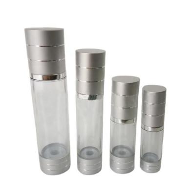 China BEAUTY PACKAGING 15ml 30ml 50ml Silver Aluminum Plastic Cosmetic Serum Vacuum Pump Spray Bottle Lotion Dispenser Ailress Pump Bottles for sale