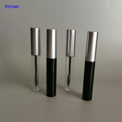 China Cosmetic Luxury Black 8ml Mascara Wand Plastic Tube Container Empty Mascara Brush Bottle With Aluminum Cap for sale