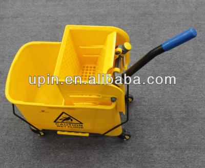 China BEAO UP-060 Sustainable Yellow Plastic Mop Bucket Water Wringer 20L Bucket Commercial Cleaning Trolley for sale