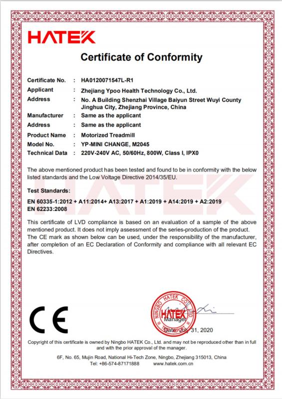 CE - Zhejiang Ypoo Health Technology Co., Ltd.