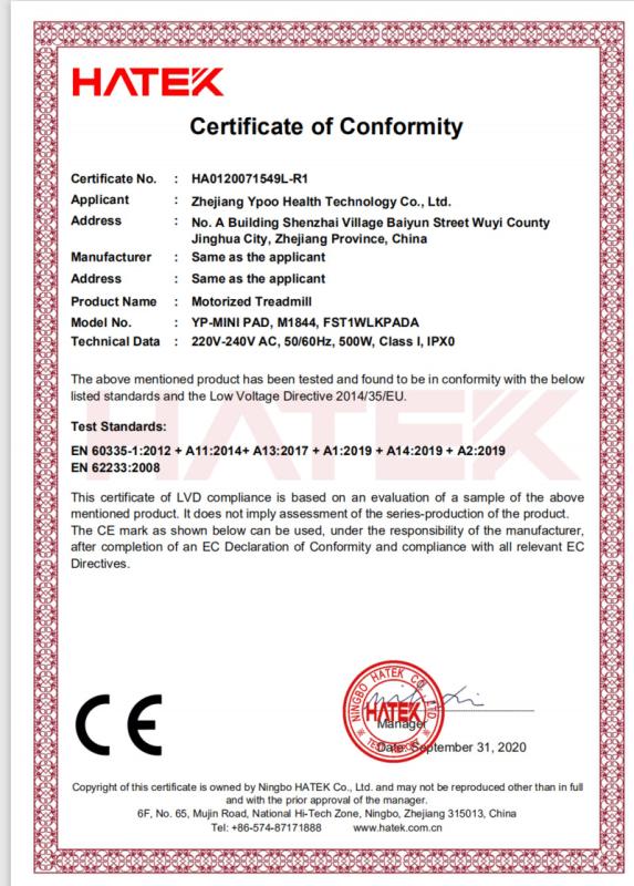 CE - Zhejiang Ypoo Health Technology Co., Ltd.