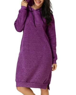 China Fashionable Soft Hooded Sweatshirt Custom Print Long Polyester Anti-wrinkle Cotton Hoodie Dress With Slit for sale