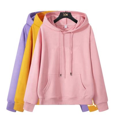 China French Fleece Women's Hoody Neck Anti-wrinkle Cotton Custom Organic Blank Pullover Terry Crew Hoodies for sale