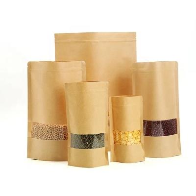 China Eco-friendly custom printed transparent window zipper zipper bag food packaging bag stand up bag eco-friendly kraft paper manufacturer for sale