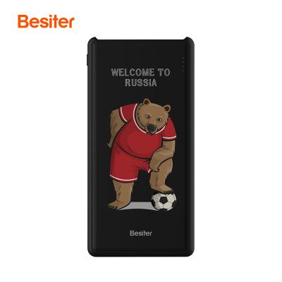 China Super mini flat small portable black football bear 10000mah powerbanks Cute usb small power bank custom logo for mobile phones for sale