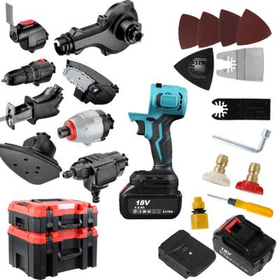 China ABS Set Cordless Wrench Toolbox Combination Cordless Angle Grinder Lithium Rechargeable Power Tool Kits 8pcs Set for sale