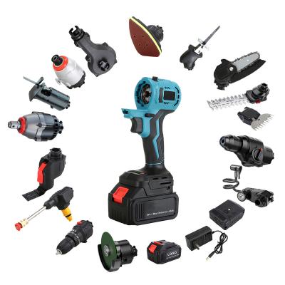 China ABS Set 16 Pcs Machine-Cordless Wrench Toolbox Rechargeable Brushless Power Tool Angle Grinder Kits Lithium Combo Kit for sale