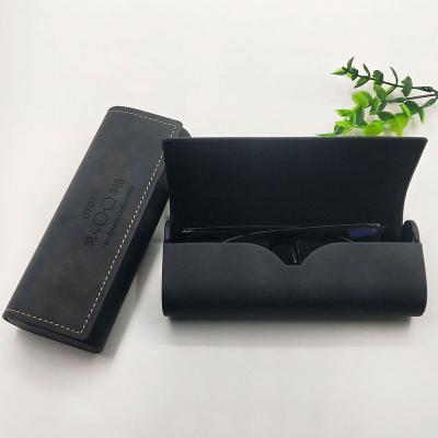 China Hot Selling PU Factory Fashion Box Logo Leather Sunglasses Case With Custom Logo for sale