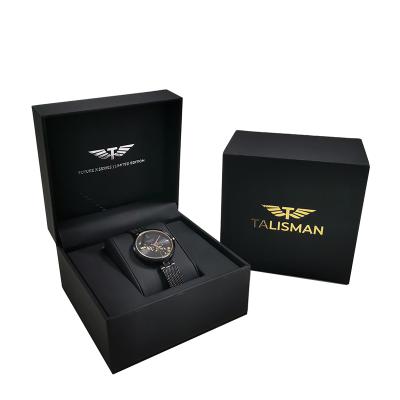 China Cheap Watch Case Customized By China Dongguan Logo Eco Black Leather Wristwatch Box PU Pillow Supplier for sale