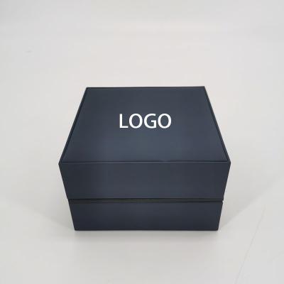 China Custom Logo Luxury Black Leather Plastic Structure Watch Packaging Box And Watch Boxes for sale