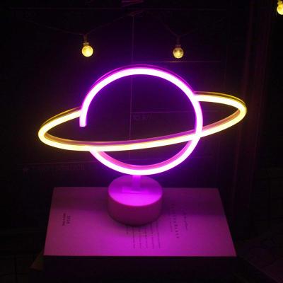 China Holiday Decoration Wedding Decoration Lights Neon Led Planet Flash Lightning For Room Home Decor Party Wall Lamp for sale