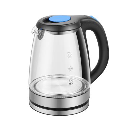 China 360 Rotation Capacity 1500W Capacity 1500W Rotation Kitchen Logo 1.8L OEM Base Tea Kettle Water Heater Electric Glass Pot for sale