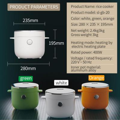 China New fashionable portable multi pot rice cooker OEM logo 2.0L 400W smart rice cooker for sale