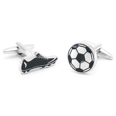 China Silver Team Enamel Luxury Cufflink Pin Football Cufflinks Custom Metal Cufflink For Men for sale