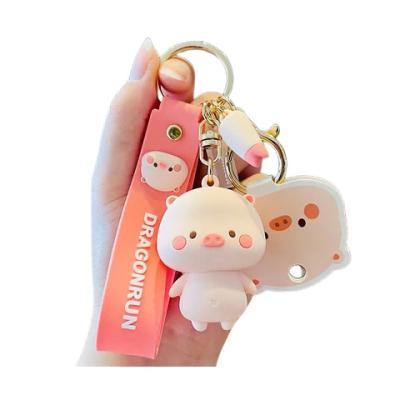 China Lovely three-dimensional soft rubber cute couple bag panda pig doll PVC promotion decorations hanging student gifts for sale