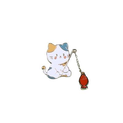 China Custom Metal Enamel Pin With Chain Lovely Lapel Couple Pin With Chain Brooch Pin With Chain For Girl and Lovers for sale