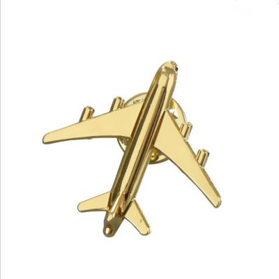 China Metal Promotion 3d Flat Metal Pins Flight Badges Without Coloring Gold Or Nickel Plating Custom Metal Aircraft Flight Pins for sale