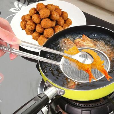 China Viable Kitchen Stainless Steel Strainer Filter Multifunctional Fried Food Oil Colander Strainer Spoon Cut Tools Hand Held Cooking Instruments for sale