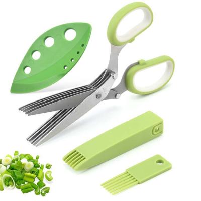 China Sustainable Success Kitchen Amazon Vegetable Scissors Cutting Mows Herb Scissors Set With 5 Blades and Covers for sale