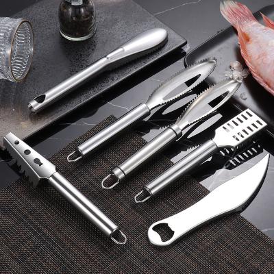 China Viable Kitchen Accessories Stainless Fish Scales Scraping Graters Quickly Remove Fish Cleaning Peeler Scraper Fish Bone Tweezers Tool Gadg for sale