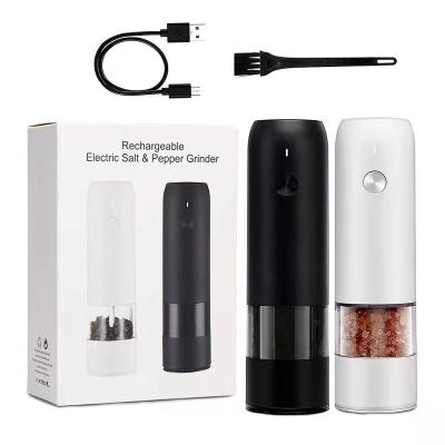 China USB Rechargeable Stainless Steel Salt and Pepper Grinder Set Automatic Pepper Grinder Electric Rechargeable Grinder for sale