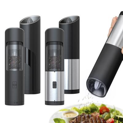 China Viable High Quality Plastic Crusher Mills Stainless Steel Spice Salt and Pepper Mills Mini Automatic Electric Battery Set Black for sale