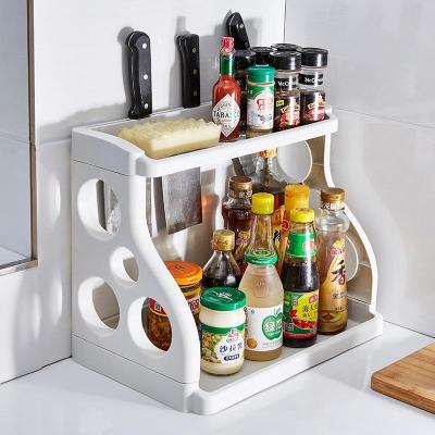 China Free Punch Plastic Polygon Seasoning Seasoning Organizer Storage Rack Sundries Knife Holder Two-Layer Kitchen Viable for sale