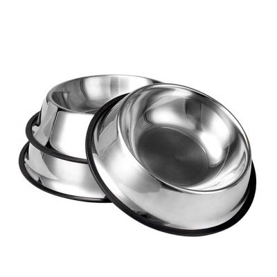 China Cat Food Bowls Silicone Bottom Non-Slip Stainless Steel Dog Bowl Puppy Pet Food Bowl Dog Feeder Viable Container for sale