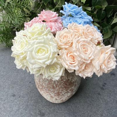 China IFG silk open rose flower wedding artificial luxury flower open rose bouquet with 9 head for sale