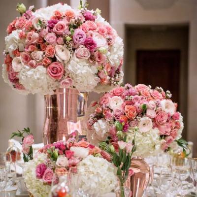 China Pink Flower Ball IFG Artificial Silk Flower Ball Centerpiece For Wedding Decoration for sale