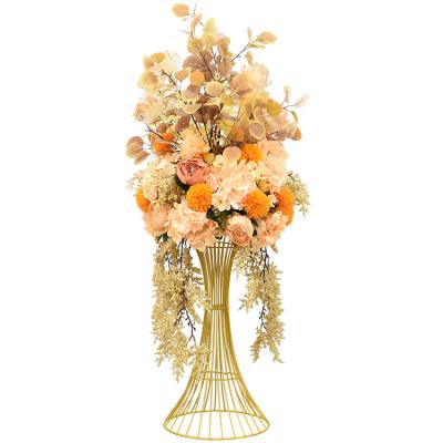 China IFG Home Yellow Hydrangea Flower Vases For Restaurant Flower Decoration Table Centerpiece Silk Flower for sale