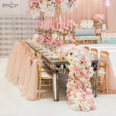 China Eco-friendly IFG custom rose rose flowers wedding design artificial flower table runner for sale