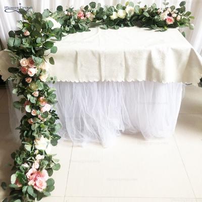 China Eucalyptus silk chinese wedding runner 100*25cm table flower IFG silk ribbon for sale