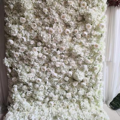 China Silk Flowers IFG Silk Rose And White Hydrangea Flower Customized Decorative Flower Wall for sale