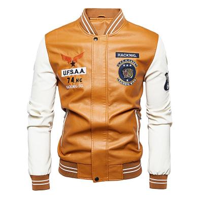 China Mens Plus Size Fashion Letterman Jackets 4XL Chaqueta De Cuero Leather Plus Size Bomber Jacket Coat for sale