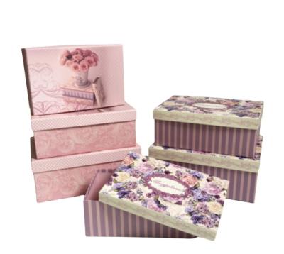 China Factory Handmade Supply Stocked Rectangular Square Shape Flower Patterns Cardboard Flower Gift Box for sale