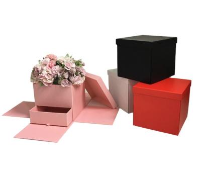 China Handmade Low Price Two Layers Square Flower Gift Package Box With Drawer With Lid for sale