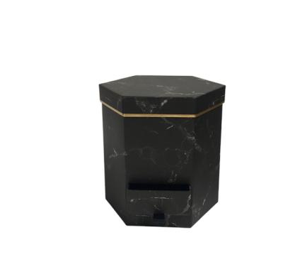 China Wholesale handmade hexagonal shapewhite marble black marble gift box with drawer luxury packaging for festival for sale