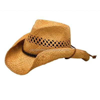 China New Designer Professional Short Brim Character Factory Cowboy Promotional Cheap Straw Hat for sale