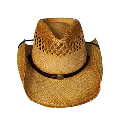 China Character Raffia Straw Black Ribbon Cheap Fashion Cowboy Hat Folding Black Party Hat for sale