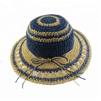 China 2018 Summer Beach Character Hand Knitted Women Straw Folding Curly-Rimmed Cool Breathable Sun Hat for sale