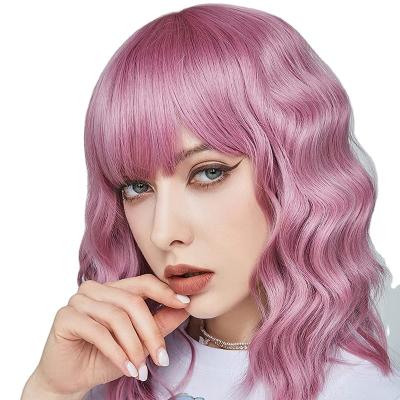 China Cheap Lace Front Wigs Real Hair Bob Natrual Blonde Wavy Wig Short Silky Straight Wave With Bangs Synthetic Wigs Lace Front for sale