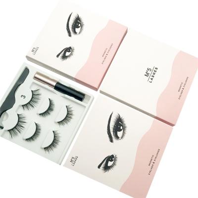 China New Design 3d Reusable Magnetic False Eyelashes Magnetic Lashes And Magnetic Eyeliner Boxes Packaging Set for sale