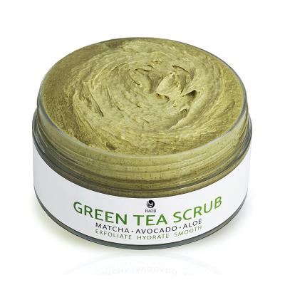 China Exfoliator Logo Body Scrub Green Tea Custom Made Facial Exfoliator Scrub for sale