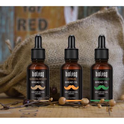 China OEM Private Label Sandalwood Beard Oil 100% Natural Beard Growing Oil Men's Beard Care for sale